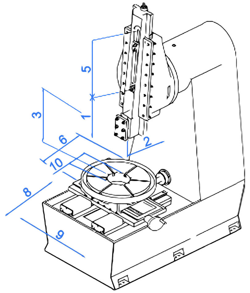 C.A.M.S Slotting Machine 250 2ACT Technical Specifications Drawing